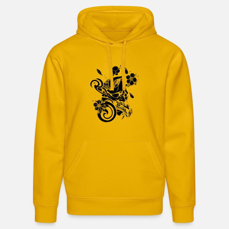 Diable avec des fleurs noires - Sweat à capuche bio DRUMMER Stanley/Stella Unisexe - jaune spectre