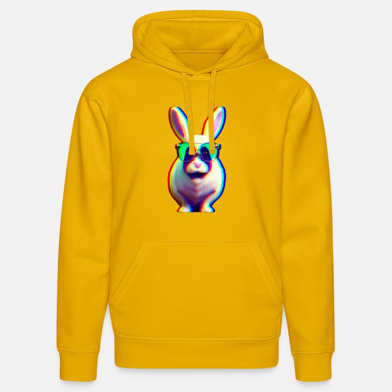 Cool Rabbit - Lapin effet glitch - Sweat à capuche bio DRUMMER Stanley/Stella Unisexe - jaune spectre