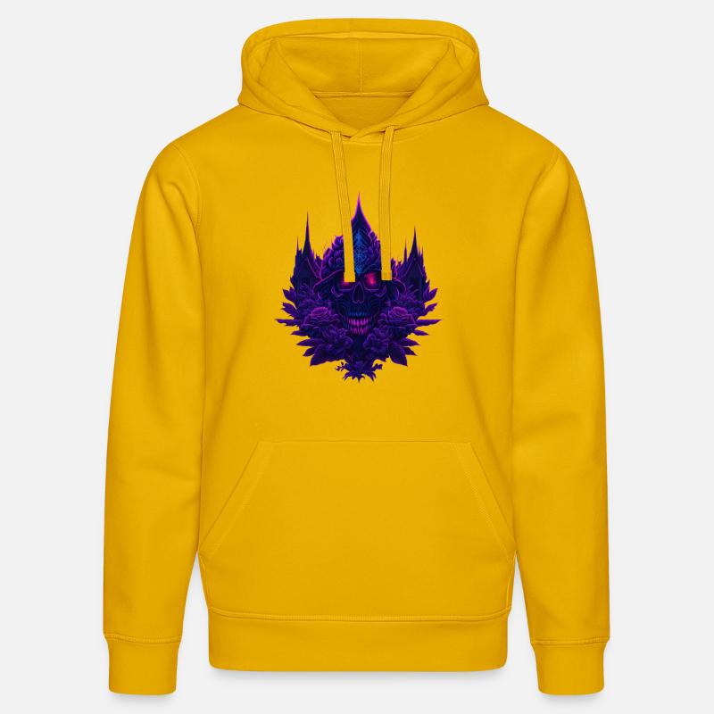 Crâne de roses néon violettes - Sweat à capuche bio DRUMMER Stanley/Stella Unisexe - jaune spectre