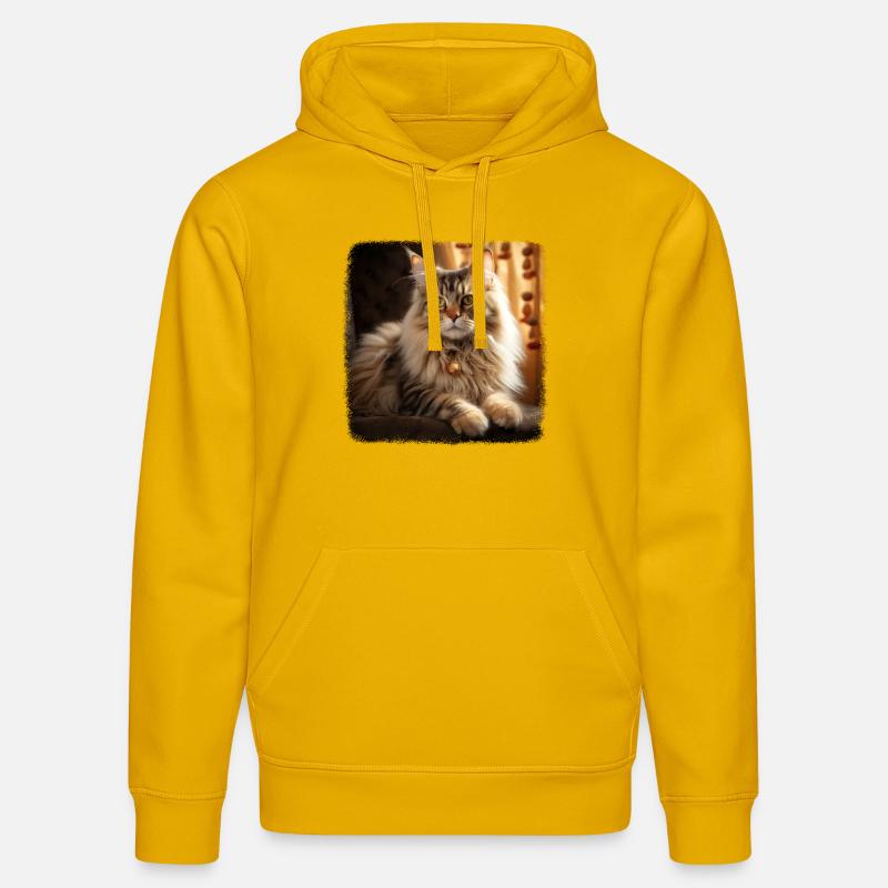 Chat Sibérien Sibirische Katze - Sweat à capuche bio DRUMMER Stanley/Stella Unisexe - jaune spectre