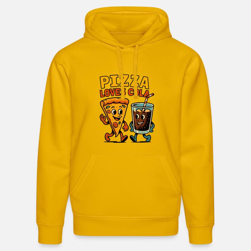 Pizza et Cola Happy Duo Design - Sweat à capuche bio DRUMMER Stanley/Stella Unisexe - jaune spectre