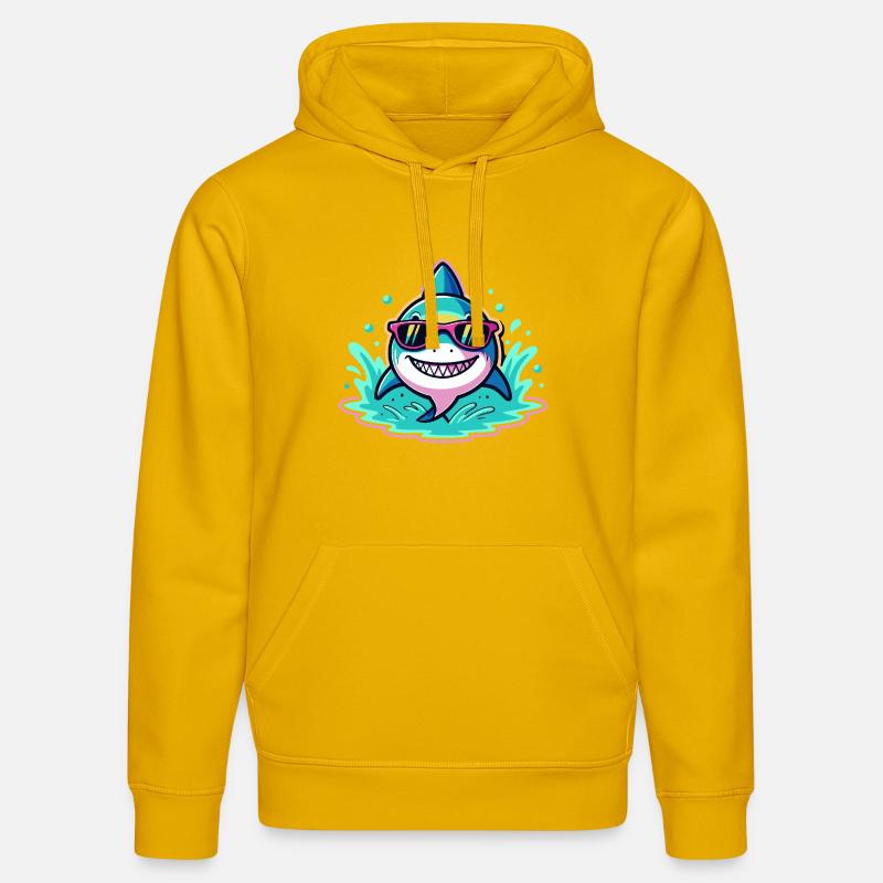 Requin Lunettes Soleil Surf Fun - Sweat à capuche bio DRUMMER Stanley/Stella Unisexe - jaune spectre