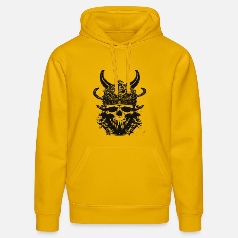 Crâne viking Valhalla Viking - Sweat à capuche bio DRUMMER Stanley/Stella Unisexe - jaune spectre