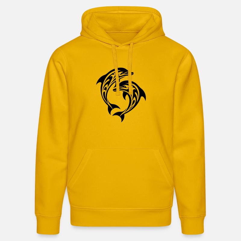 Tatouage tribal Dauphins sauteurs - Sweat à capuche bio DRUMMER Stanley/Stella Unisexe - jaune spectre