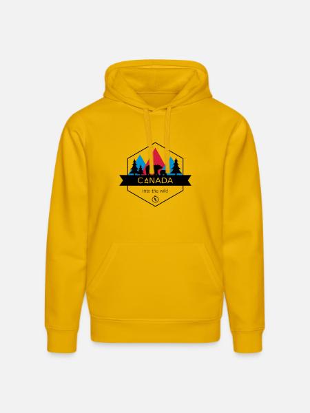Kanada in die Wildnis mit Bären und Wald - Stanley/Stella Unisex Bio-Hoodie DRUMMER  - Spektralgelb