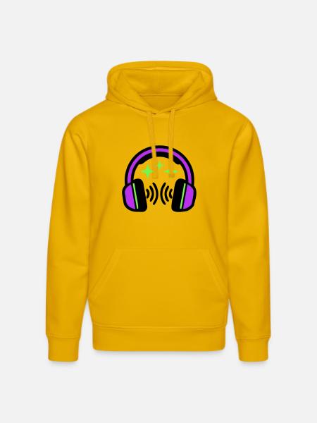 Headphones Stars Icon - Stanley/Stella DRUMMER Unisex Organic Hoodie - spectra yellow