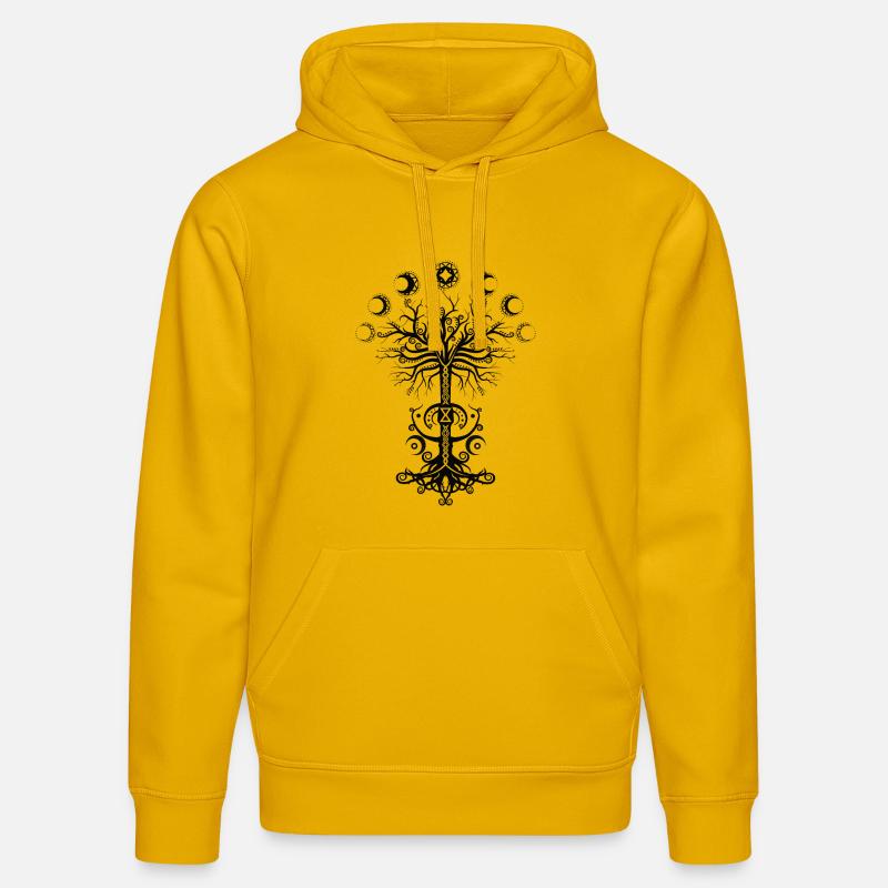 Ygdrassil Moon Phase Lebensbaum Occult Pagan - Stanley/Stella Unisex Bio-Hoodie DRUMMER - Spektralgelb