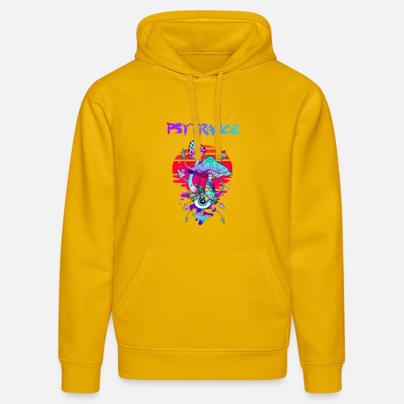 Psytrance Champignons Magiques Psychédéliques - Sweat à capuche bio DRUMMER Stanley/Stella Unisexe - jaune spectre