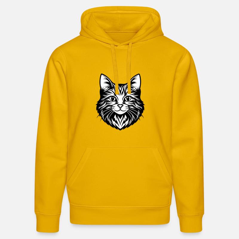 Illustration complexe de visage de chat - Sweat à capuche bio DRUMMER Stanley/Stella Unisexe - jaune spectre