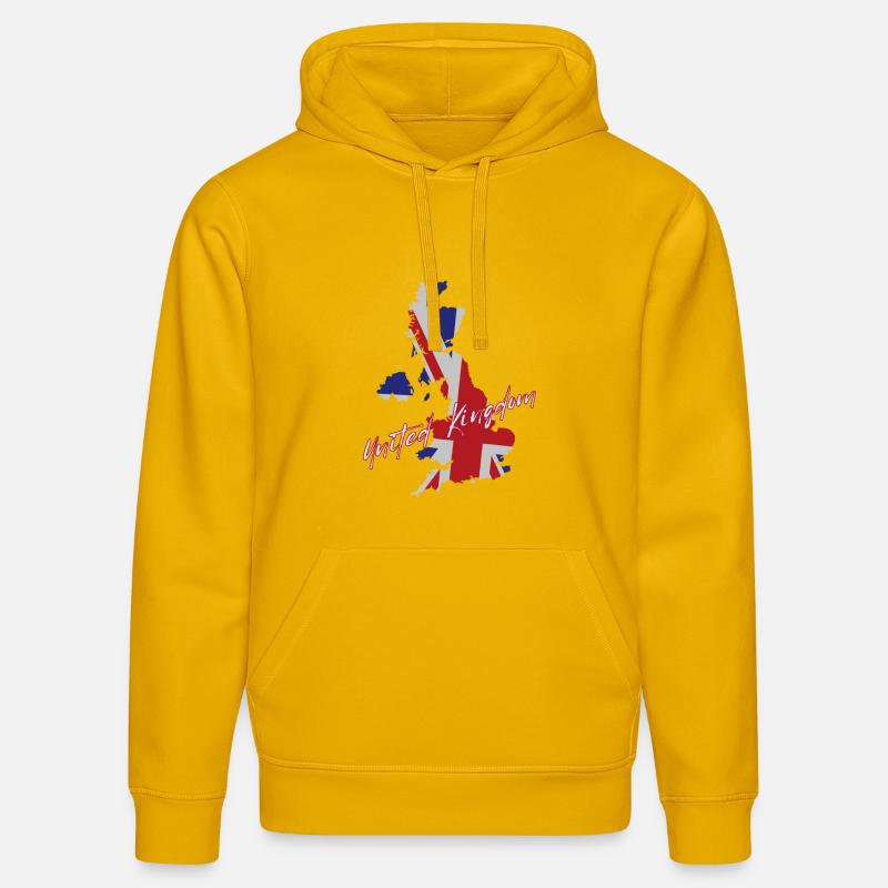 Fierté britannique, drapeau du Royaume-Uni - Sweat à capuche bio DRUMMER Stanley/Stella Unisexe - jaune spectre
