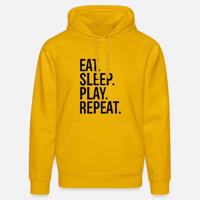 Manger, dormir, jouer, répéter, - Sweat à capuche bio DRUMMER Stanley/Stella Unisexe - jaune spectre