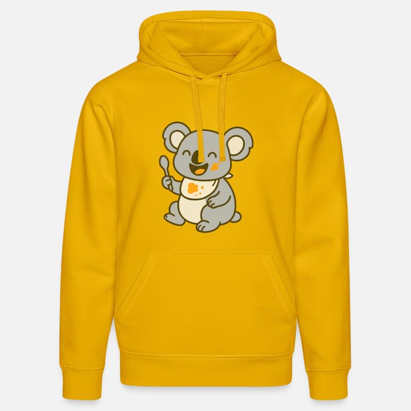 Mignon bébé koala mangeant - Sweat à capuche bio DRUMMER Stanley/Stella Unisexe - jaune spectre