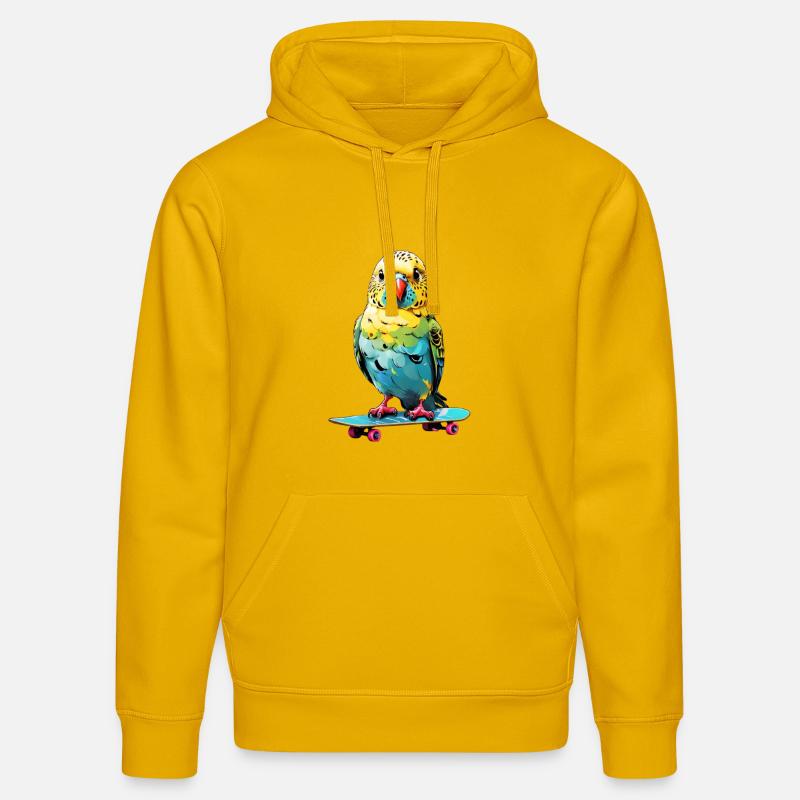 Perruche heureuse sur un skateboard - Sweat à capuche bio DRUMMER Stanley/Stella Unisexe - jaune spectre