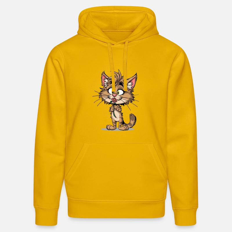 Chat mignon avec fleur - Sweat à capuche bio DRUMMER Stanley/Stella Unisexe - jaune spectre