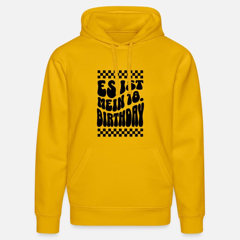 Design rétro C’est mon 18e anniversaire - Sweat à capuche bio DRUMMER Stanley/Stella Unisexe - jaune spectre