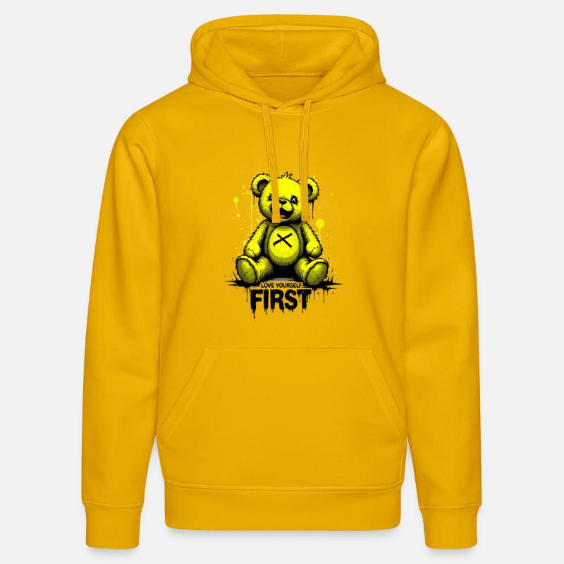 Aime-toi d’abord Teddy Bear Graffiti - Sweat à capuche bio DRUMMER Stanley/Stella Unisexe - jaune spectre