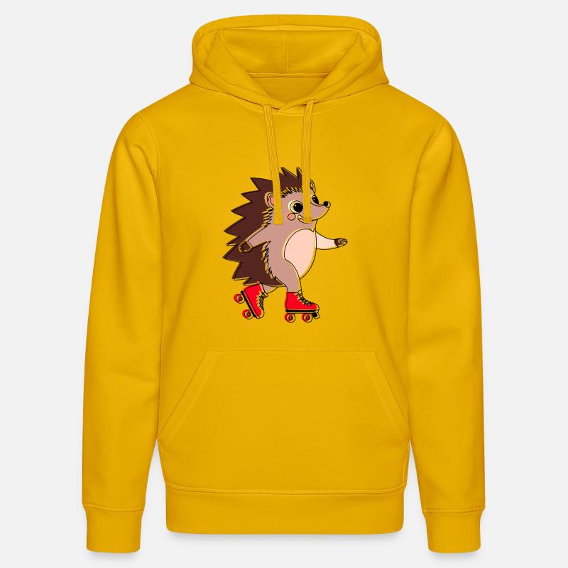 Hérisson en roller - Niglo en roller  - Sweat à capuche bio DRUMMER Stanley/Stella Unisexe - jaune spectre