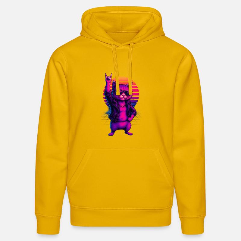 Synthwave Chat Chat Retro Sunset - Sweat à capuche bio DRUMMER Stanley/Stella Unisexe - jaune spectre
