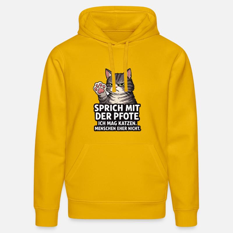 Sprich mit der Pfote – Grumpy Katze - Stanley/Stella Unisex Bio-Hoodie DRUMMER  - Spektralgelb