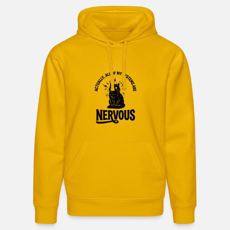 Echte Ironie Katze Nervensystem Statement - Stanley/Stella Unisex Bio-Hoodie DRUMMER  - Spektralgelb