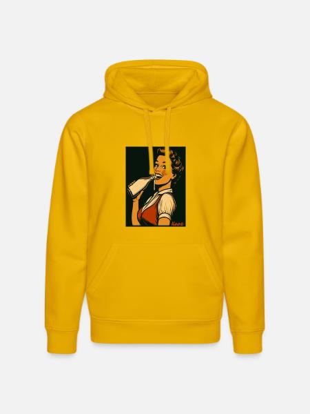 Retro Dame mit Milch Getränk - Stanley/Stella Unisex Bio-Hoodie DRUMMER - Spektralgelb