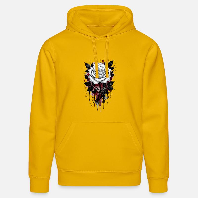 Rose, Rose Blanche, Rose et Fleurs - Sweat à capuche bio DRUMMER Stanley/Stella Unisexe - jaune spectre