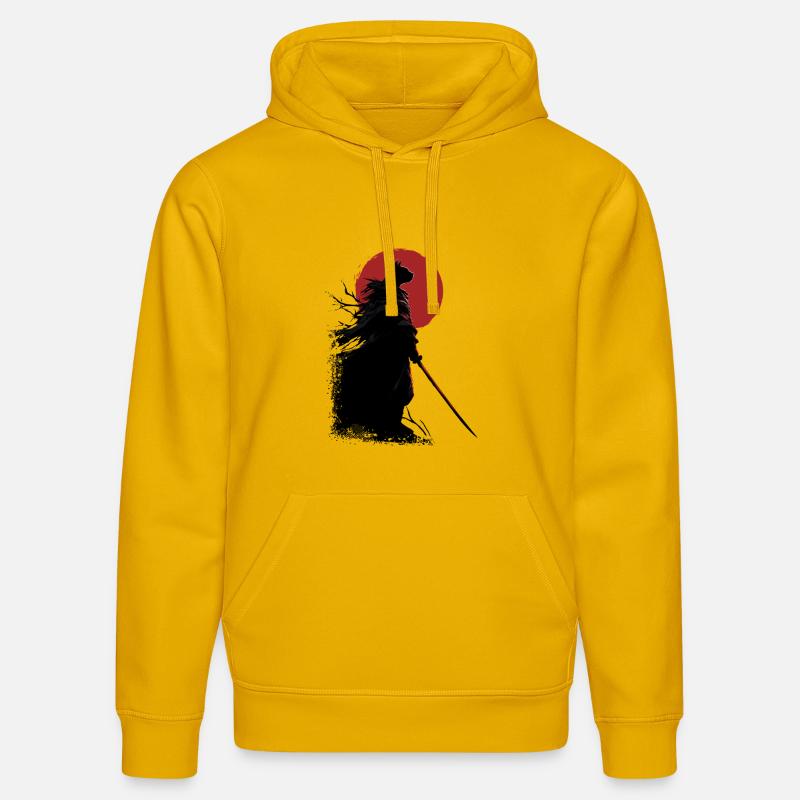 Chat samouraï - Sweat à capuche bio DRUMMER Stanley/Stella Unisexe - jaune spectre
