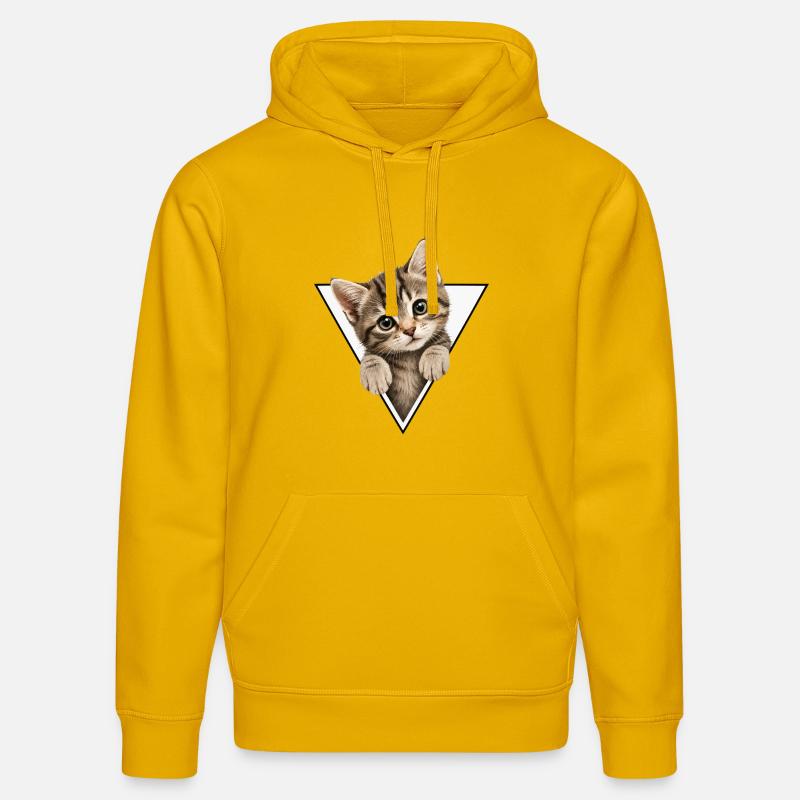 Chaton dans le triangle - Sweat à capuche bio DRUMMER Stanley/Stella Unisexe - jaune spectre