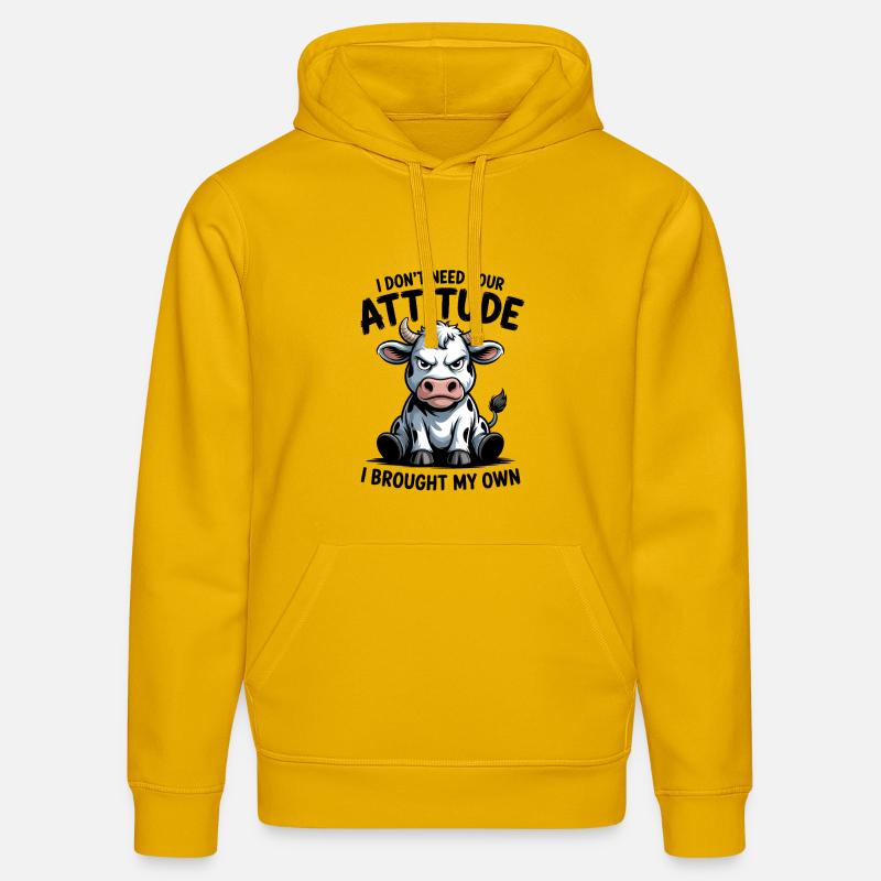 Attitude de vache : expression - Sweat à capuche bio DRUMMER Stanley/Stella Unisexe - jaune spectre