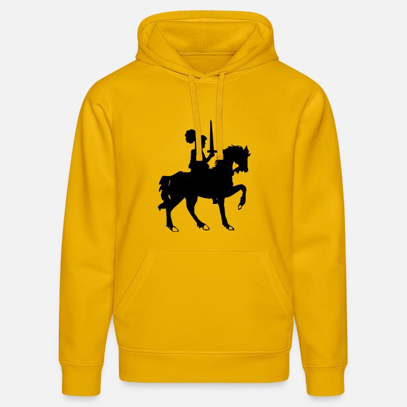 Cavaliere con spada e cavallo - Felpa con cappuccio ecologica unisex DRUMMER di Stanley/Stella - giallo ambra