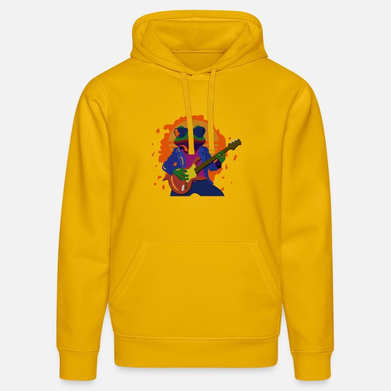 Rock-Frog au coucher du soleil - Sweat Ă capuche bio DRUMMER Stanley/Stella Unisexe - jaune spectre