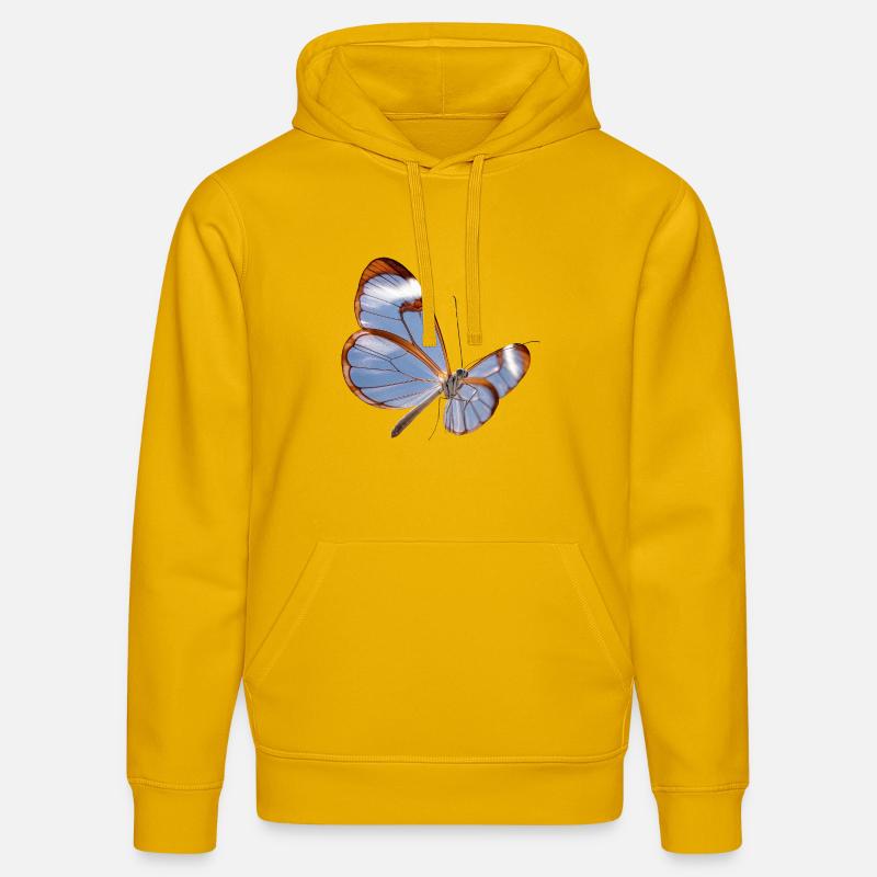 Conception transparente papillon Glasswing - Sweat à capuche bio DRUMMER Stanley/Stella Unisexe - jaune spectre