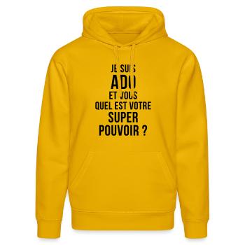 Teenager / Jugendliche / Jugendlicher / Kind - Stanley/Stella Unisex Bio-Hoodie DRUMMER  - Spektralgelb - Vorne - Liana (172cm) & Jaron (178cm)