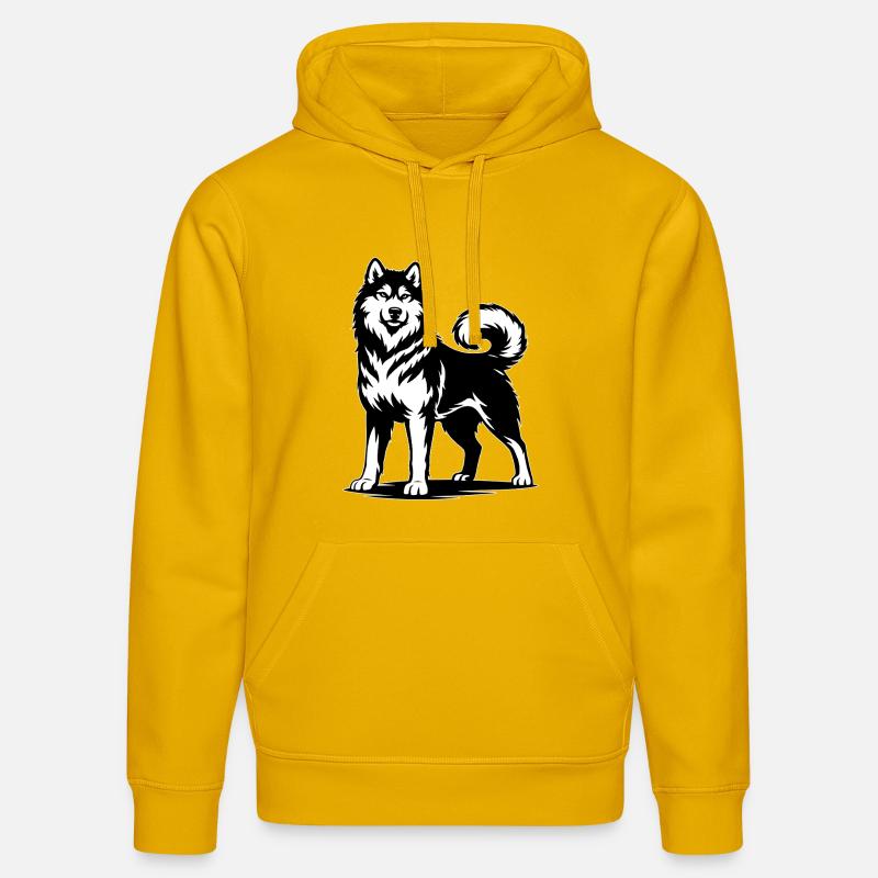 Alaskan Malamute in stolzer Pose - Stanley/Stella Unisex Bio-Hoodie DRUMMER - Spektralgelb