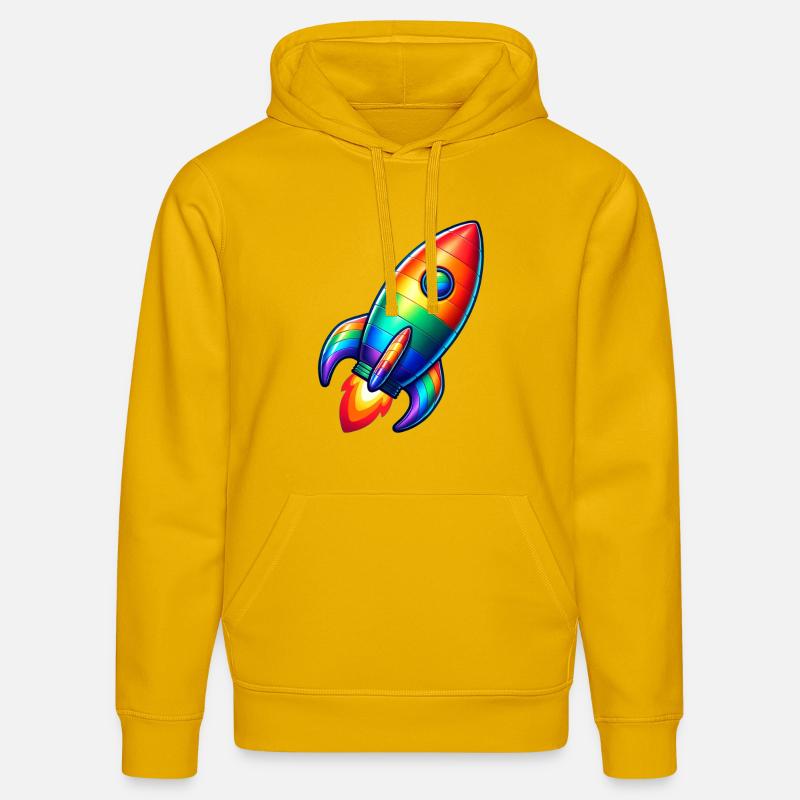 Fusée arc-en-ciel | Lancement d’une fusée - Sweat à capuche bio DRUMMER Stanley/Stella Unisexe - jaune spectre
