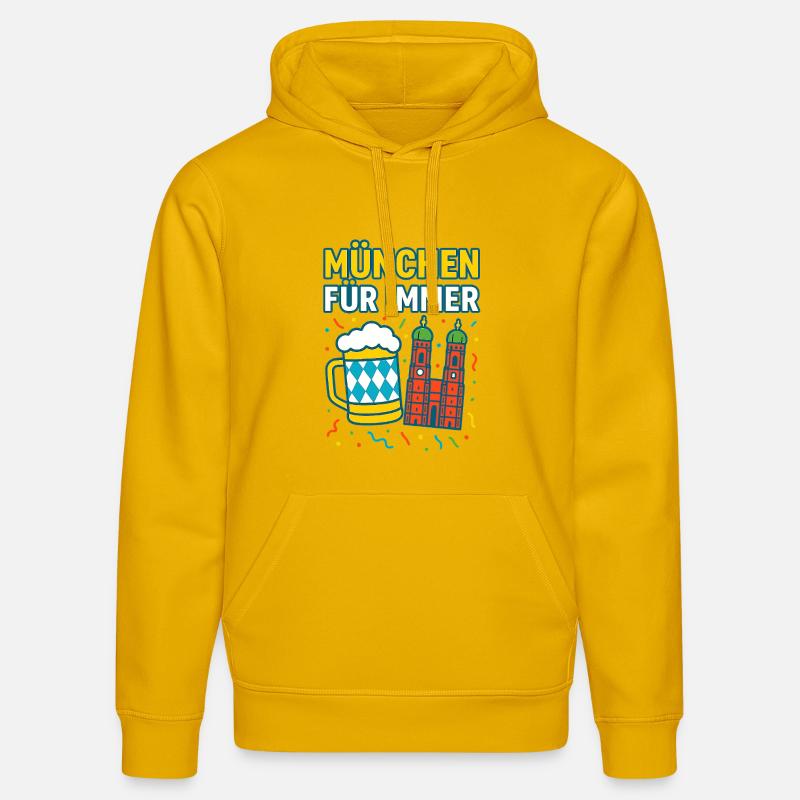 Munich Forever Beer et Skyline - Sweat à capuche bio DRUMMER Stanley/Stella Unisexe - jaune spectre