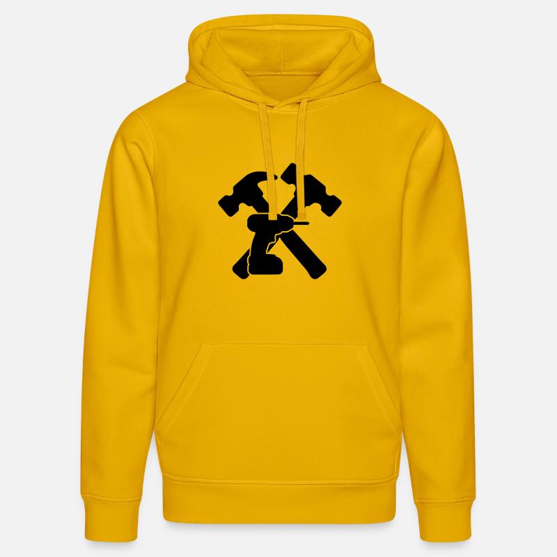 Marteaux à outils, silhouette de perceuse - Sweat à capuche bio DRUMMER Stanley/Stella Unisexe - jaune spectre