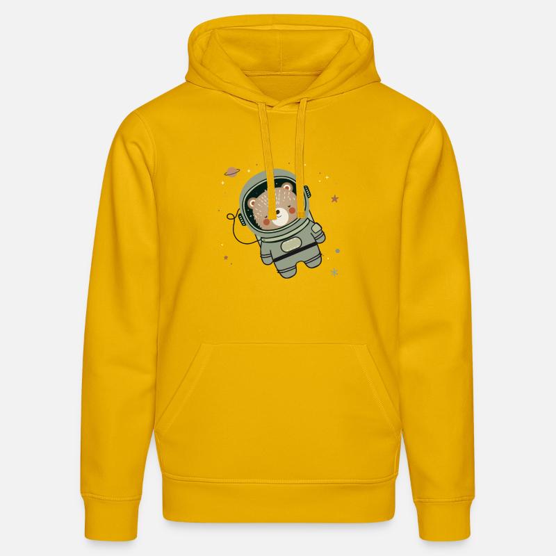 Ours astronaute mignon dans l’espace - Sweat à capuche bio DRUMMER Stanley/Stella Unisexe - jaune spectre
