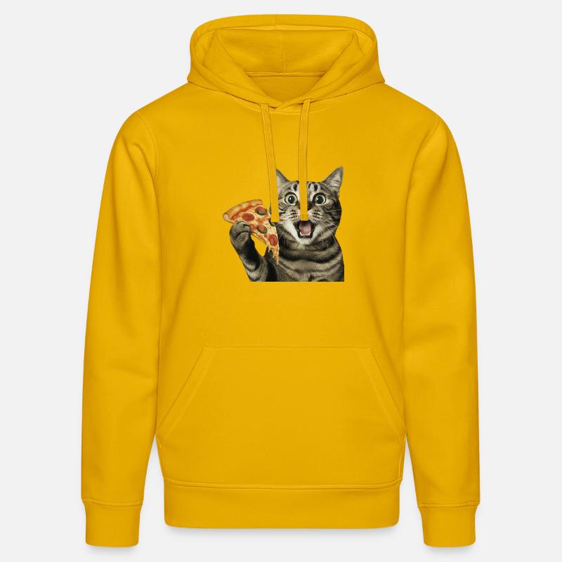 Chat pizza - Sweat à capuche bio DRUMMER Stanley/Stella Unisexe - jaune spectre
