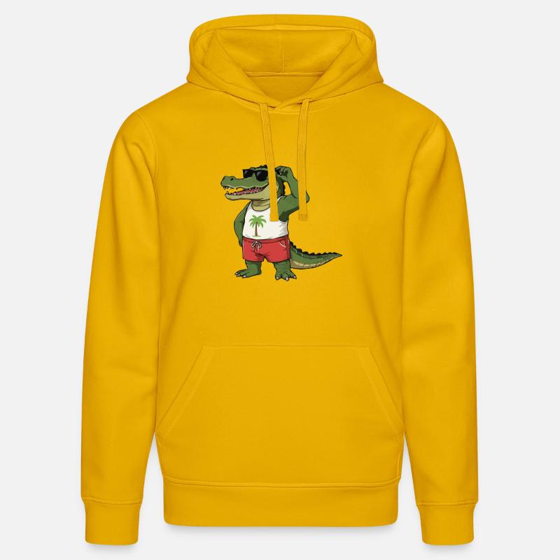 Bande dessinée Crocodile - Sweat à capuche bio DRUMMER Stanley/Stella Unisexe - jaune spectre