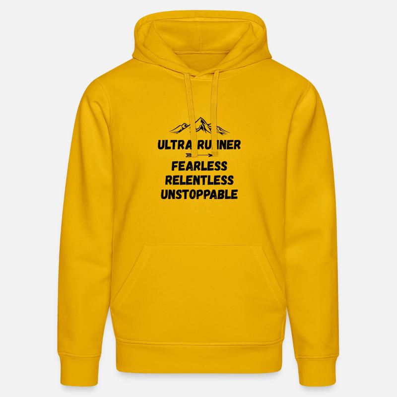 Ultra Runnner - Intrépide. Implacable. Imparable. - Sweat à capuche bio DRUMMER Stanley/Stella Unisexe - jaune spectre