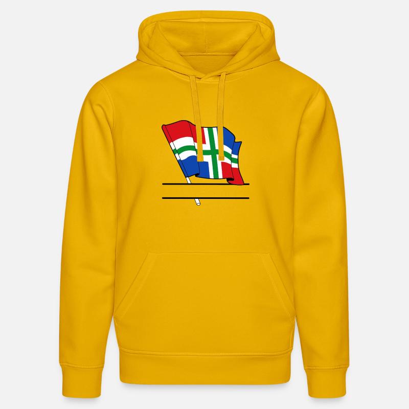Drapeau Groningue bannière de texte - Sweat à capuche bio DRUMMER Stanley/Stella Unisexe - jaune spectre