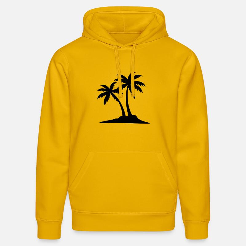 Icône du palmier de l’île - Sweat à capuche bio DRUMMER Stanley/Stella Unisexe - jaune spectre