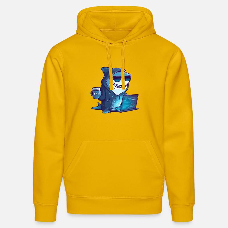 Conception de Cyber Shark Hacker - Sweat à capuche bio DRUMMER Stanley/Stella Unisexe - jaune spectre