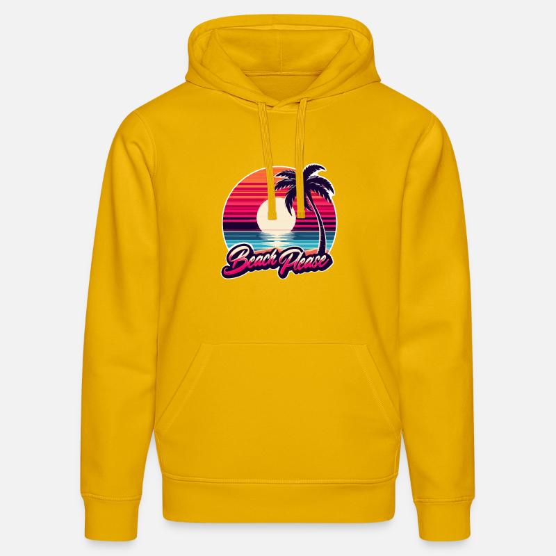 Coucher de soleil plage Beach Please - Sweat à capuche bio DRUMMER Stanley/Stella Unisexe - jaune spectre