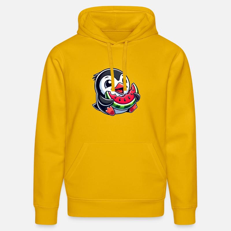 Pingouin avec pastèque fruit d’été - Sweat à capuche bio DRUMMER Stanley/Stella Unisexe - jaune spectre
