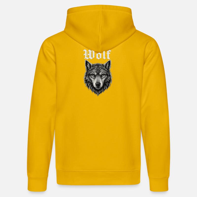 Gothic Wolf Kopf Illustration Geschenkidee - Stanley/Stella Unisex Bio-Hoodie DRUMMER  - Spektralgelb
