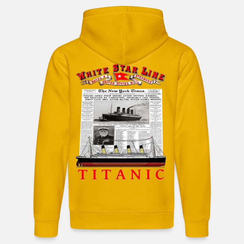 TITANIC création Louis RUNEMBERG © Adagp - Sweat à capuche bio DRUMMER Stanley/Stella Unisexe - jaune spectre