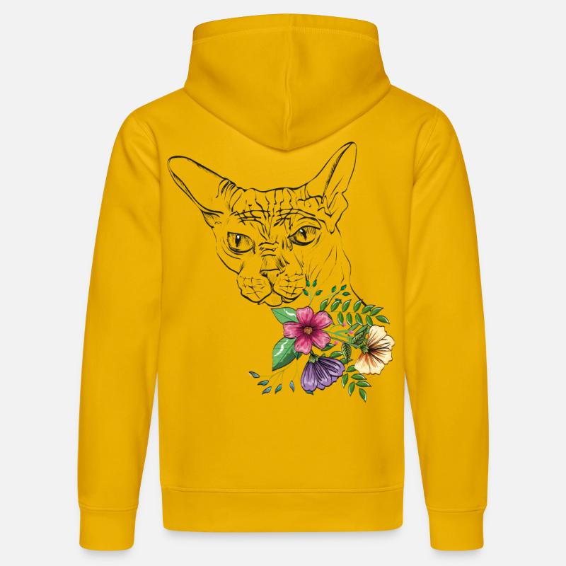 Chat avec des fleurs - Sweat à capuche bio DRUMMER Stanley/Stella Unisexe - jaune spectre