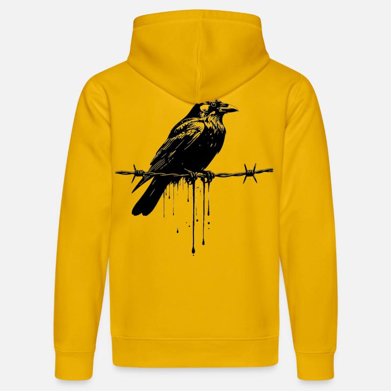 Raven sur l’encre de fil barbelé - Sweat à capuche bio DRUMMER Stanley/Stella Unisexe - jaune spectre